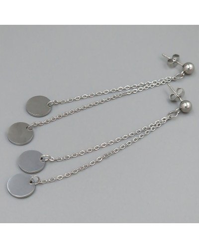 Сережки-гвоздики Stainless Steel. Сталь. Родій. Довжина: 85 мм. Ширина: 10 мм.