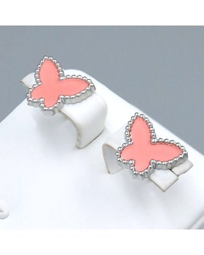Сережки-гвоздики Stainless Steel з емаллю. Сталь. Родій. Довжина: 11 мм. Ширина: 13 мм.