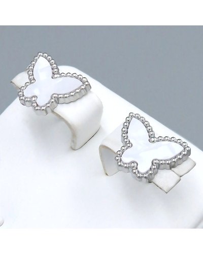 Сережки-гвоздики Stainless Steel з емаллю. Сталь. Родій. Довжина: 11 мм. Ширина: 13 мм.