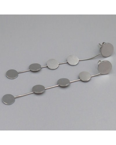 Сережки-гвоздики Stainless Steel. Сталь. Родій. Довжина: 80 мм. Ширина: 10 мм.