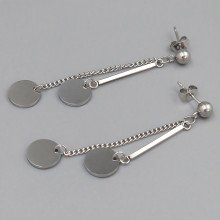 Сережки-гвоздики Stainless Steel. Сталь. Родій. Довжина: 61 мм. Ширина: 10 мм.