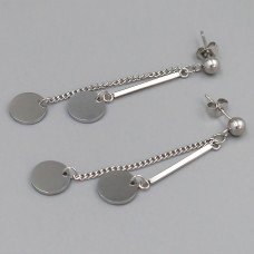Сережки-гвоздики Stainless Steel. Сталь. Родій. Довжина: 61 мм. Ширина: 10 мм.