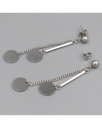 Сережки-гвоздики Stainless Steel. Сталь. Родій. Довжина: 61 мм. Ширина: 10 мм.