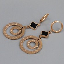 Сережки Stainless Steel з емаллю. Сталь. Позолота ЧВ. Довжина: 55 мм. Ширина: 24 мм.