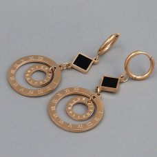 Сережки Stainless Steel з емаллю. Сталь. Позолота ЧВ. Довжина: 55 мм. Ширина: 24 мм.