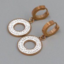 Сережки Stainless Steel із емаллю. Позолота ЧВ. Камені: білий циркон. Довжина: 37 мм. Ширина: 17 мм.