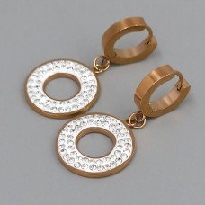 Сережки Stainless Steel із емаллю. Позолота ЧВ. Камені: білий циркон. Довжина: 37 мм. Ширина: 17 мм.
