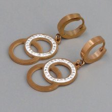 Сережки Stainless Steel із емаллю. Позолота ЧВ. Камені: білий циркон. Довжина: 40 мм. Ширина: 15 мм.