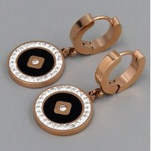 Сережки Stainless Steel із емаллю. Позолота ЧВ. Камені: білий циркон. Довжина: 34 мм. Ширина: 15 мм.