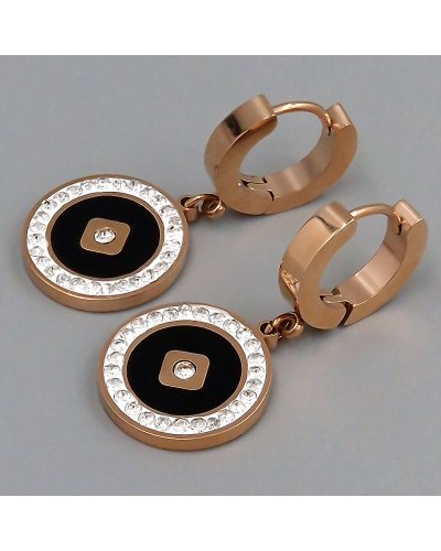 Сережки Stainless Steel із емаллю. Позолота ЧВ. Камені: білий циркон. Довжина: 34 мм. Ширина: 15 мм.