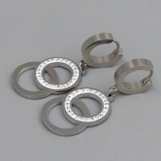 Сережки Stainless Steel з емаллю. Сталь. Родій. Камені: білий циркон. Довжина: 41 мм. Ширина: 15 мм.