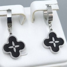 Сережки Stainless Steel з емаллю. Сталь. Родій. Довжина: 32 мм. Ширина: 15 мм.