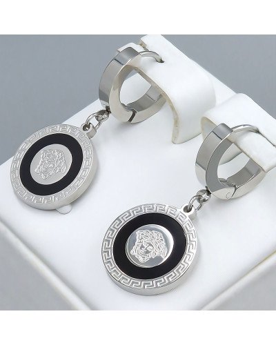 Сережки Stainless Steel з емаллю. Сталь. Родій. Довжина: 33 мм. Ширина: 15 мм.