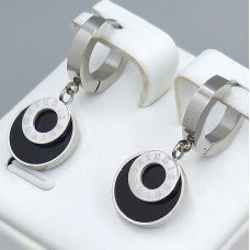 Сережки Stainless Steel з емаллю. Сталь. Родій. Довжина: 29 мм. Ширина: 12 мм.