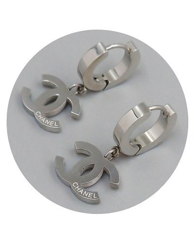Сережки Stainless Steel. Сталь. Родій. Довжина: 27 мм. Ширина: 13 мм.