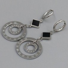 Сережки Stainless Steel з емаллю. Сталь. Родій. Довжина: 57 мм. Ширина: 23 мм.