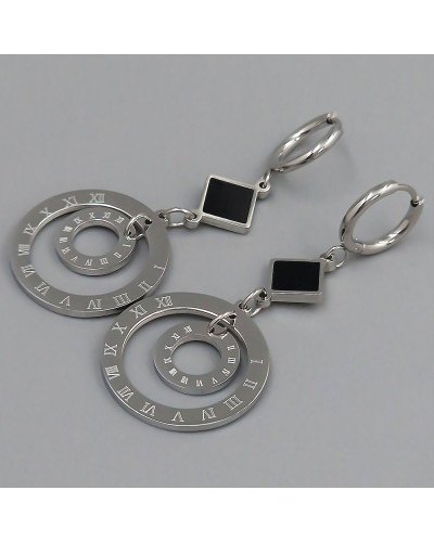 Сережки Stainless Steel з емаллю. Сталь. Родій. Довжина: 57 мм. Ширина: 23 мм.