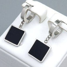Сережки Stainless Steel з емаллю. Сталь. Родій. Довжина: 31 мм. Ширина: 12 мм.