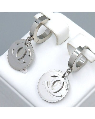 Сережки Stainless Steel. Сталь. Родій. Довжина: 31 мм. Ширина: 15 мм.