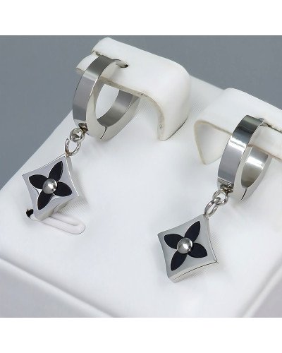 Сережки Stainless Steel з емаллю. Сталь. Родій. Довжина: 29 мм. Ширина: 10 мм.