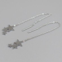 Сережки-протяжки Stainless Steel. Сталь. Родій. Довжина: 95 мм