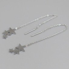 Сережки-протяжки Stainless Steel. Сталь. Родій. Довжина: 95 мм