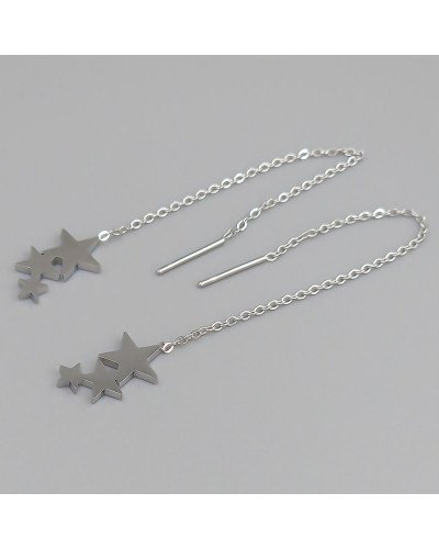 Сережки-протяжки Stainless Steel. Сталь. Родій. Довжина: 95 мм