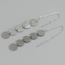 Сережки-протяжки Stainless Steel. Сталь. Родій. Довжина: 105 мм