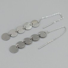 Сережки-протяжки Stainless Steel. Сталь. Родій. Довжина: 105 мм