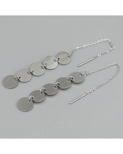 Сережки-протяжки Stainless Steel. Сталь. Родій. Довжина: 105 мм