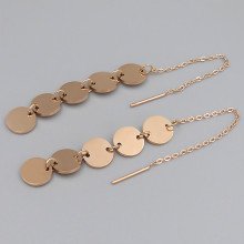 Сережки-протяжки Stainless Steel. Сталь. Позолота ЧВ. Довжина: 105 мм. Ширина: 8 мм.