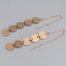 Сережки-протяжки Stainless Steel. Сталь. Позолота ЧВ. Довжина: 105 мм. Ширина: 8 мм.