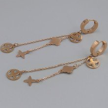 Сережки Stainless Steel. Сталь. Позолота ЧВ. Довжина: 78 мм. Ширина: 3 мм.