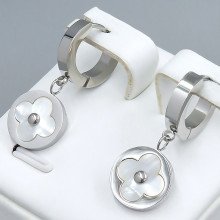 Сережки Stainless Steel з емаллю. Сталь. Родій. Довжина: 28 мм. Ширина: 3 мм.