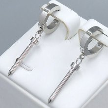 Сережки Stainless Steel. Сталь. Родій. Довжина: 39 мм. Ширина: 3 мм.