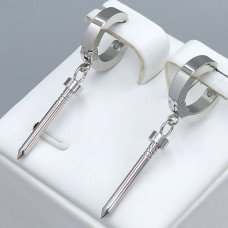 Сережки Stainless Steel. Сталь. Родій. Довжина: 39 мм. Ширина: 3 мм.