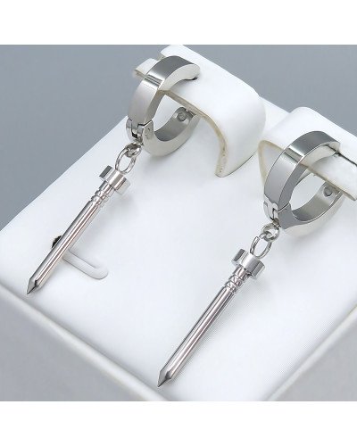 Сережки Stainless Steel. Сталь. Родій. Довжина: 39 мм. Ширина: 3 мм.