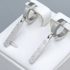 Сережки Stainless Steel. Сталь. Родій. Довжина: 35 мм. Ширина: 3 мм.