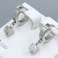 Сережки Stainless Steel. Сталь. Родій. Довжина: 22 мм. Ширина: 5 мм.