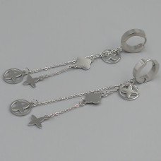 Сережки Stainless Steel. Сталь. Родій. Довжина: 75 мм. Ширина: 9 мм.