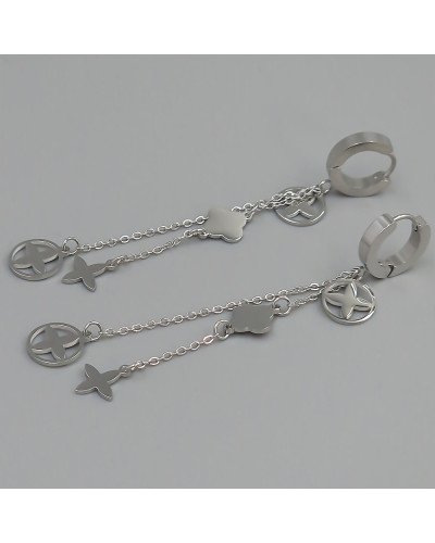 Сережки Stainless Steel. Сталь. Родій. Довжина: 75 мм. Ширина: 9 мм.