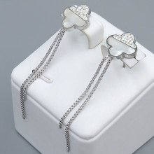 Сережки-гвоздики Stainless Steel з емаллю. Сталь. Родій. Камені: білий циркон. Довжина: 58 мм. Ширина: 13 мм.