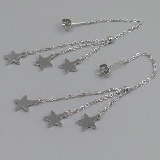 Сережки-протяжки Stainless Steel. Сталь. Родій. Довжина: 109 мм.
