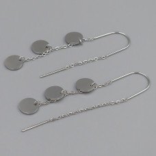 Сережки-протяжки Stainless Steel. Сталь. Родій. Довжина: 59 мм Ширина: 8 мм.