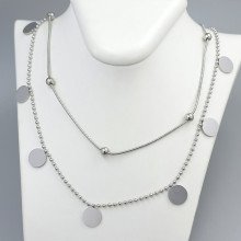 Подвійний ланцюжок із кулонами Stainless Steel. Сталь. Родій. Довжина: 42-47 см