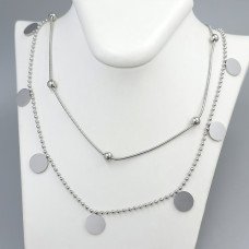 Подвійний ланцюжок із кулонами Stainless Steel. Сталь. Родій. Довжина: 42-47 см