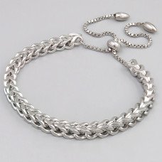Браслет Stainless Steel. Сталь. Родій. Довжина: 14-25 см. Ширина: 4.8 мм.