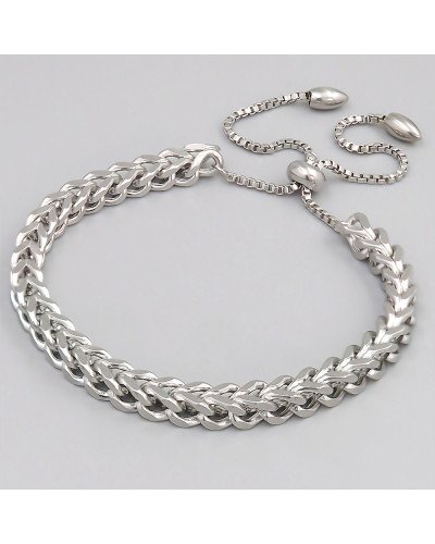 Браслет Stainless Steel. Сталь. Родій. Довжина: 14-25 см. Ширина: 4.8 мм.