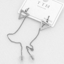 Сережки-протяжки Stainless Steel. Сталь. Родій. Довжина: 13 см. Ширина: 9 мм.