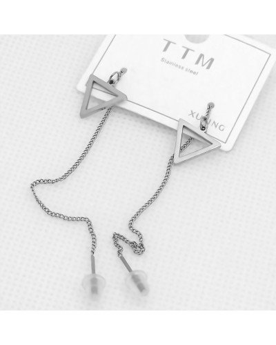 Сережки-протяжки Stainless Steel. Сталь. Родій. Довжина: 13 см. Ширина: 9 мм.